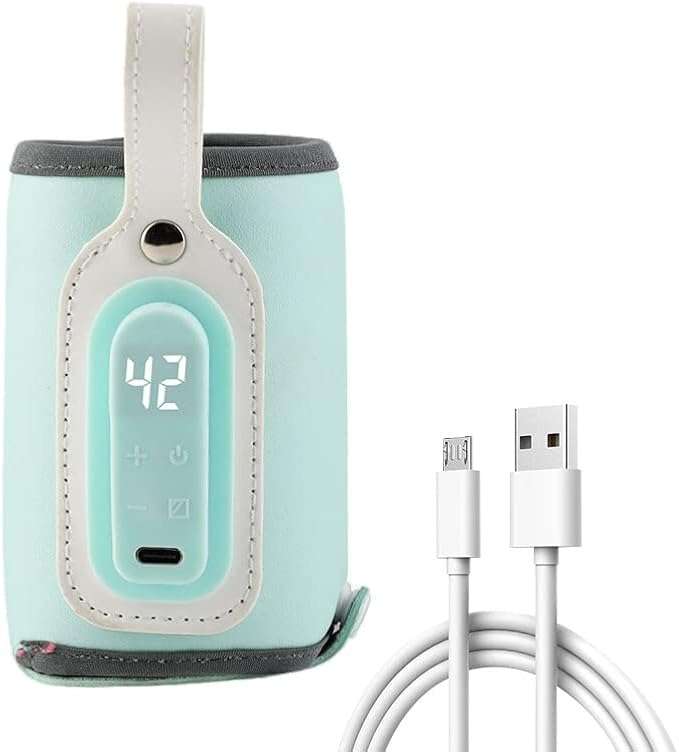 Portable Bottle Warmer Insulation Cover, Baby Milk Heat Keeper Cover with Temperature Adjustment, Breastmilk Baby Bottle Bag Bottle Sleeve USB Warmer Bottle Cover for Car Travel
