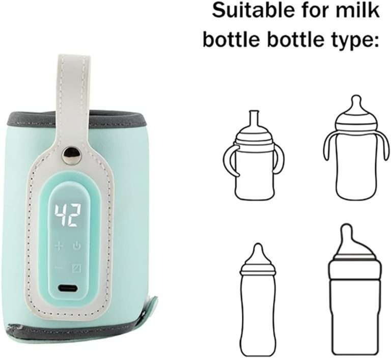 Portable Bottle Warmer Insulation Cover, Baby Milk Heat Keeper Cover with Temperature Adjustment, Breastmilk Baby Bottle Bag Bottle Sleeve USB Warmer Bottle Cover for Car Travel