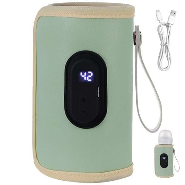 Baby Bottle Warmer Bag, Portable Bottle Warmer 18W Quick Heating Baby Bottle Warmer Temperature Adjustable USB Baby Bottle Heater for Home Family Travel Green