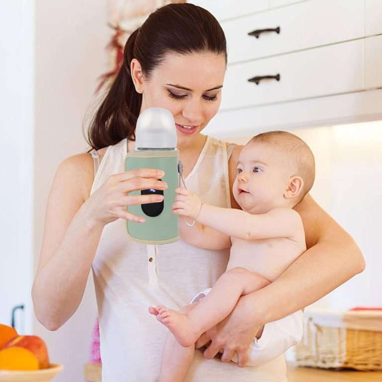 Baby Bottle Warmer Bag, Portable Bottle Warmer 18W Quick Heating Baby Bottle Warmer Temperature Adjustable USB Baby Bottle Heater for Home Family Travel Green